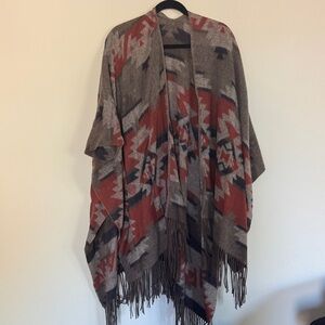 Pendleton Wool Patterned Fringe Shawl